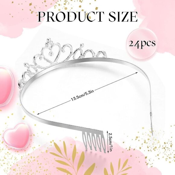 24 Pcs Crystal Tiara Headbands Alloy Rhinestone for Weddings Prom Bridal main image 5
